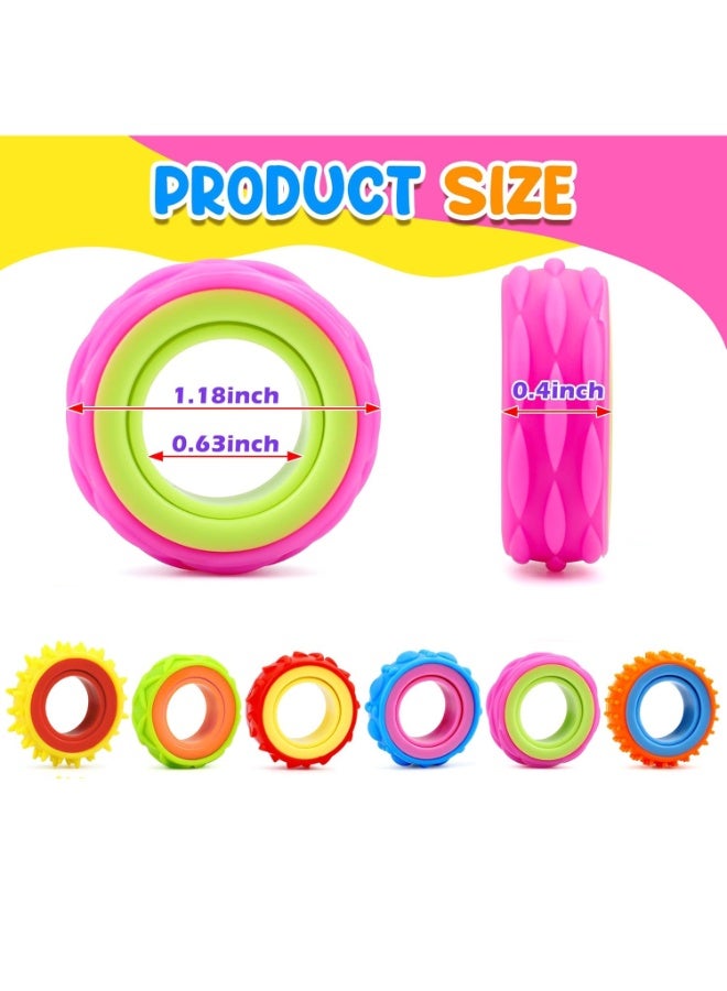 Winray 6 Pack Fidget Sensory Rings for Kids, Textured Finger Spinner Stress Relief Toys, Classroom Prizes Stocking Stuffers - Image 2